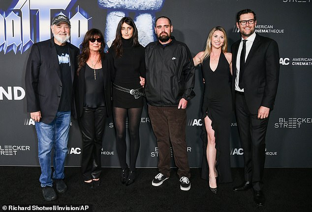 From left: Reiner, Michele, their daughter Romy, son Nick, Maria Gilfillan and son Jake Reiner in the last known photograph of the family, taken at the Spinal Tap II premiere in September