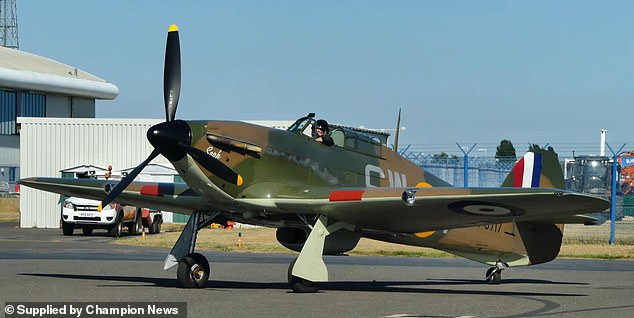 Pictured: Mr Taylor's World War II Hawker Hurricane aircraft, which forms part of his £38million estate that has been handed over to his widow
