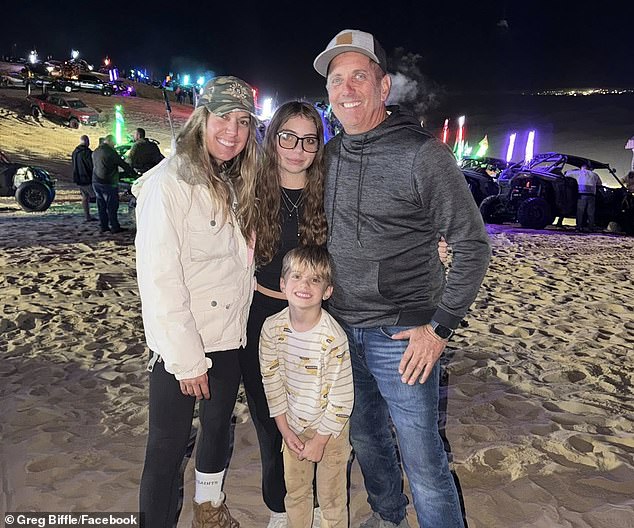 Biffle is seen with his wife, Cristina, their five-year-old son, Ryder and Biffle's daughter, Emma