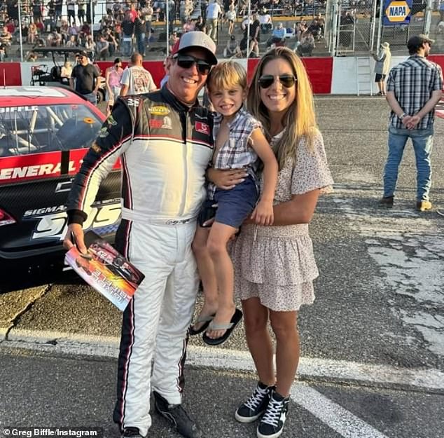 Biffle is seen with his wife, Cristina and their five-year-old son, Ryder