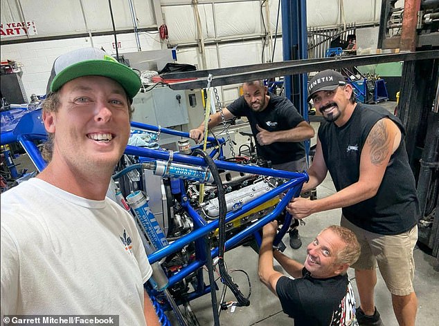 Garrett Mitchell (left) is seen with Biffle (bottom right) and other friends