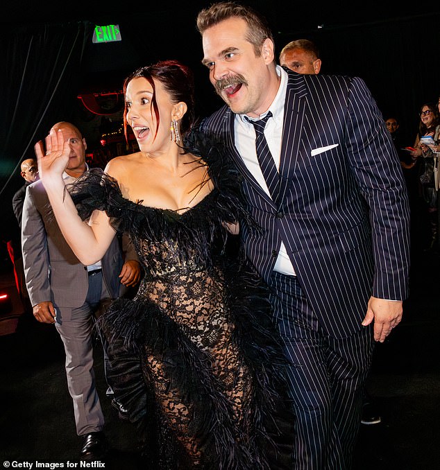 The pair were the talk of the town at the LA premiere as they put on an 'OTT comedy double act for the cameras' just days after the bullying allegations came to light