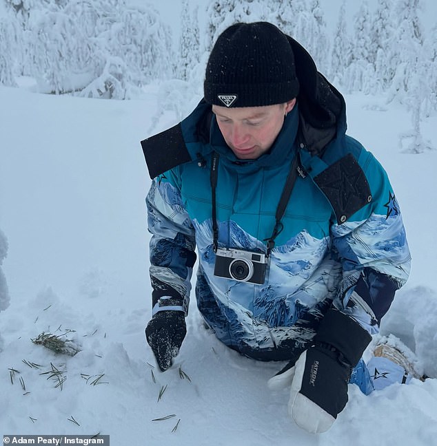 Among a handful of holiday snaps, Peaty was pictured waist deep in heavy snow while out with his loved ones