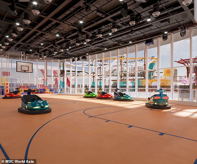 A retro-inspired family zone called The Clubhouse will feature bumper cars, roller skating and basketball areas