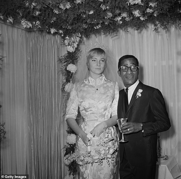 Britt's wedding to Davis Jr generated significant controversy at a time when interracial marriage was outlawed in 31 US states (pictured om their wedding day, 1960)