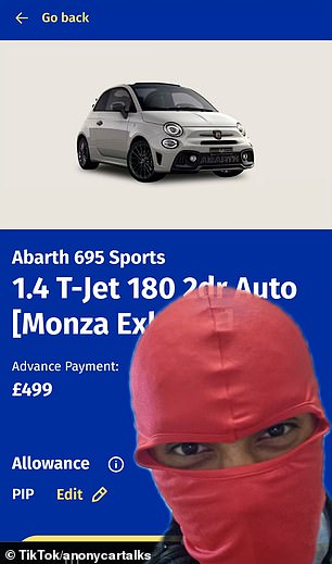 One user, hiding his full face with a red balaclava, handed out tips to claim a £31,000 car for 'essentially free'