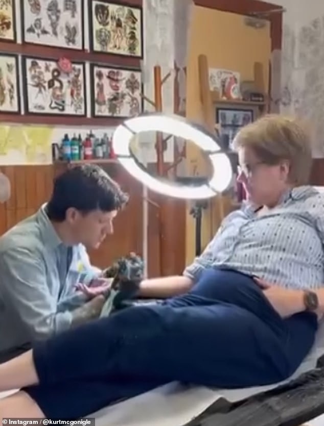 The former politician revealed her tattoo on ITV's News at Ten, showing off an infinity symbol with an arrow on her wrist