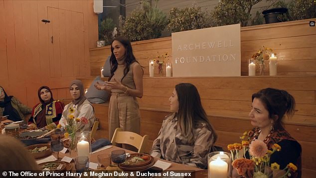 The Duchess of Sussex addresses women at an Archewell Foundation event
