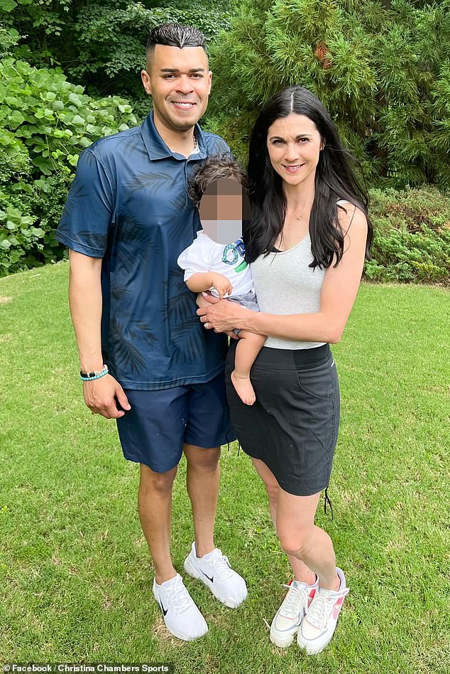 Chambers and Rimes (pictured with their son) appeared to be loving parents, a neighbor said