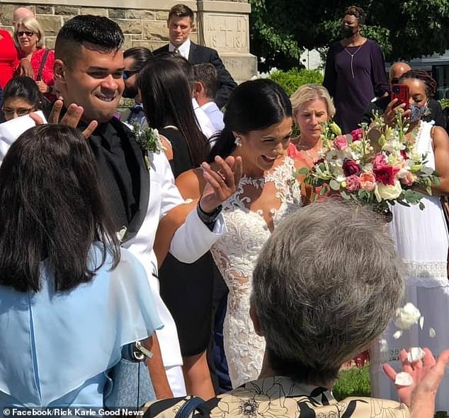 That same neighbor, claiming Chambers and Rimes (pictured at their wedding) appeared to have a happy relationship, also alleged that 'something wasn't right' between them after the birth of their son