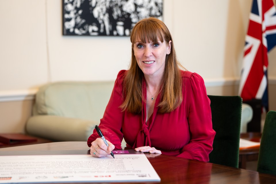 Angela Rayner, Deputy Prime Minister, signing a charter to support terminally ill workers.