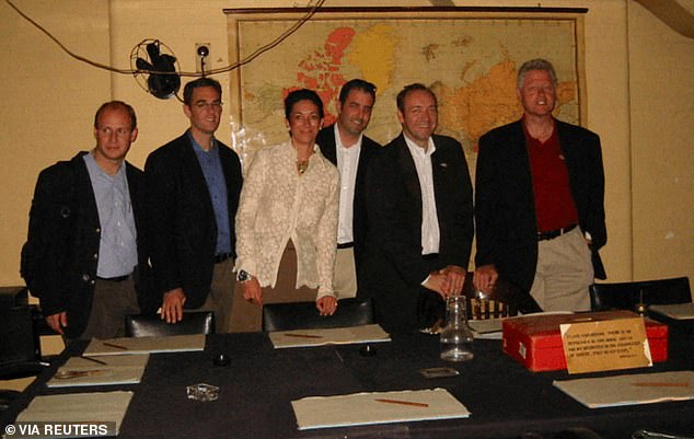 Clinton, Spacey and Maxwell were seen in other images at the Churchill War Room exhibit in London