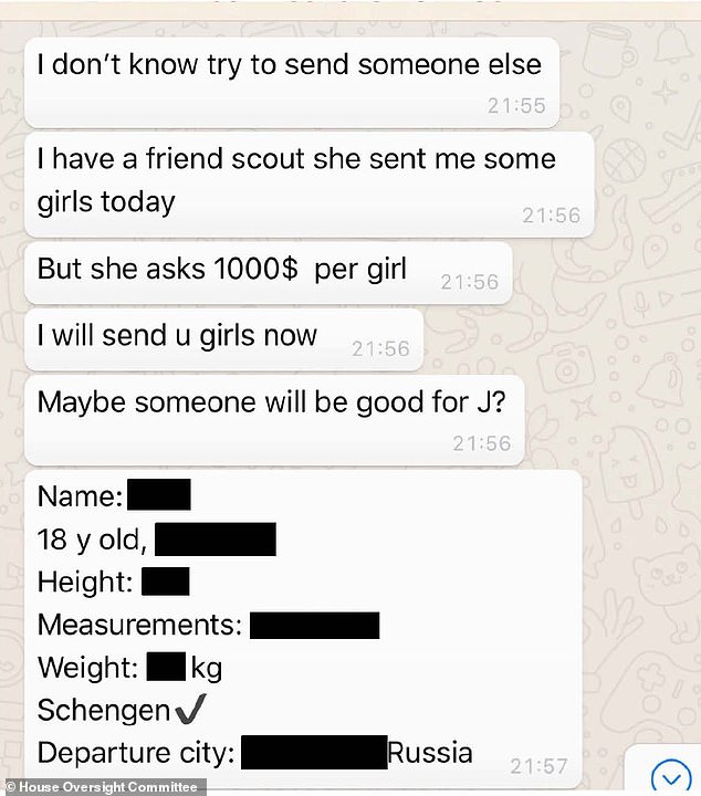 A screenshot of texts from an unknown sender seems to refer to an 18-year-old from Russia