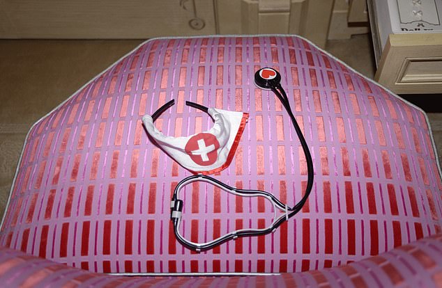 A dress up nurse hat and stethoscope were among the items found in the predator's home