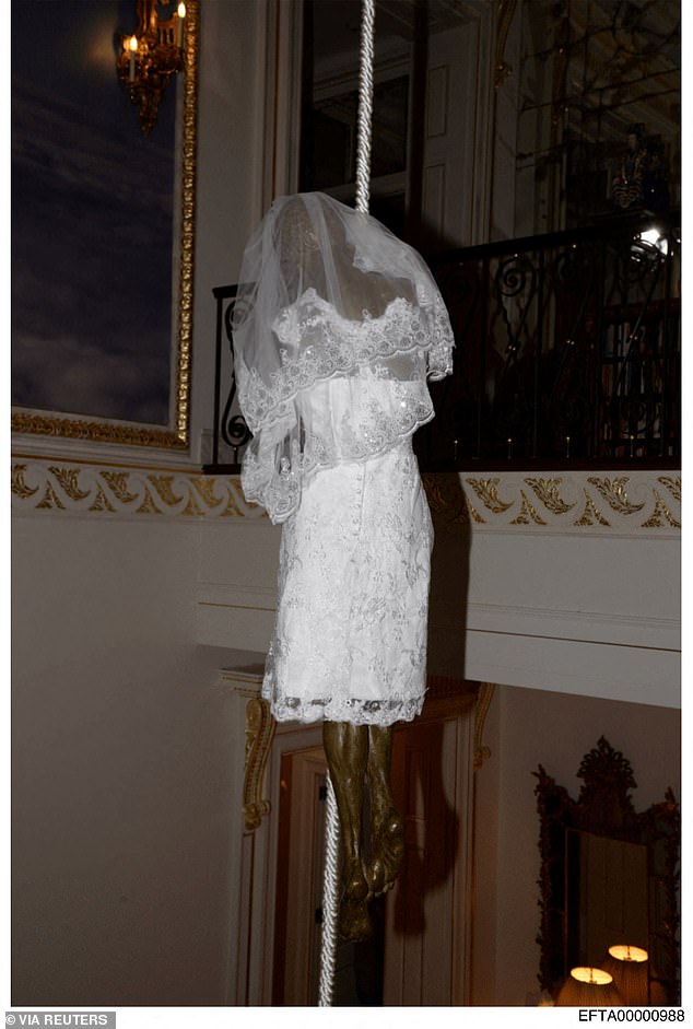 Pictured is an art installation in Epstein's estate