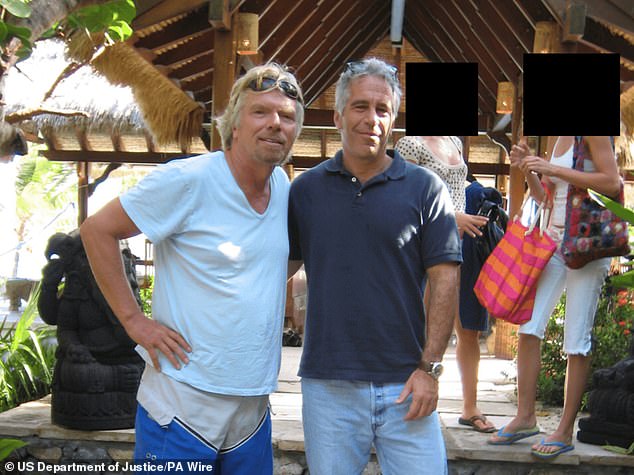 Epstein pictured with English businessman Sir Richard Branson