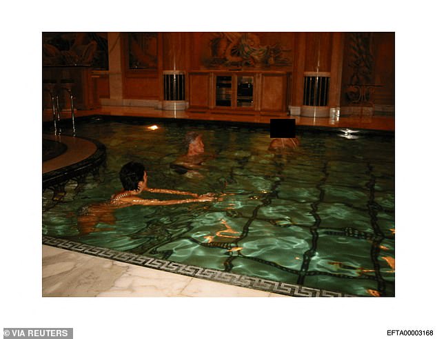 Another shows Bill Clinton swimming in an indoor pool