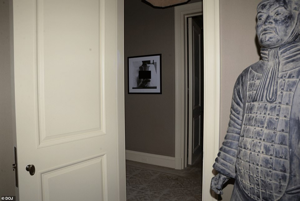 An oriental blue porcelain sculpture was also found in the fresh trove of images