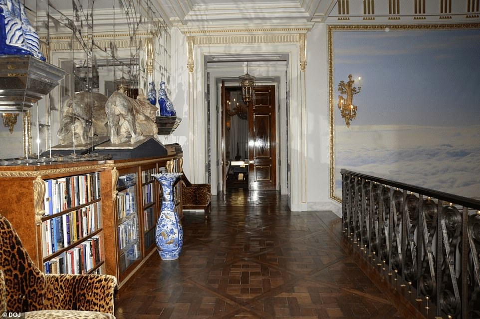 Epstein's home was adorned with books, massive paintings and polished hard wood floors