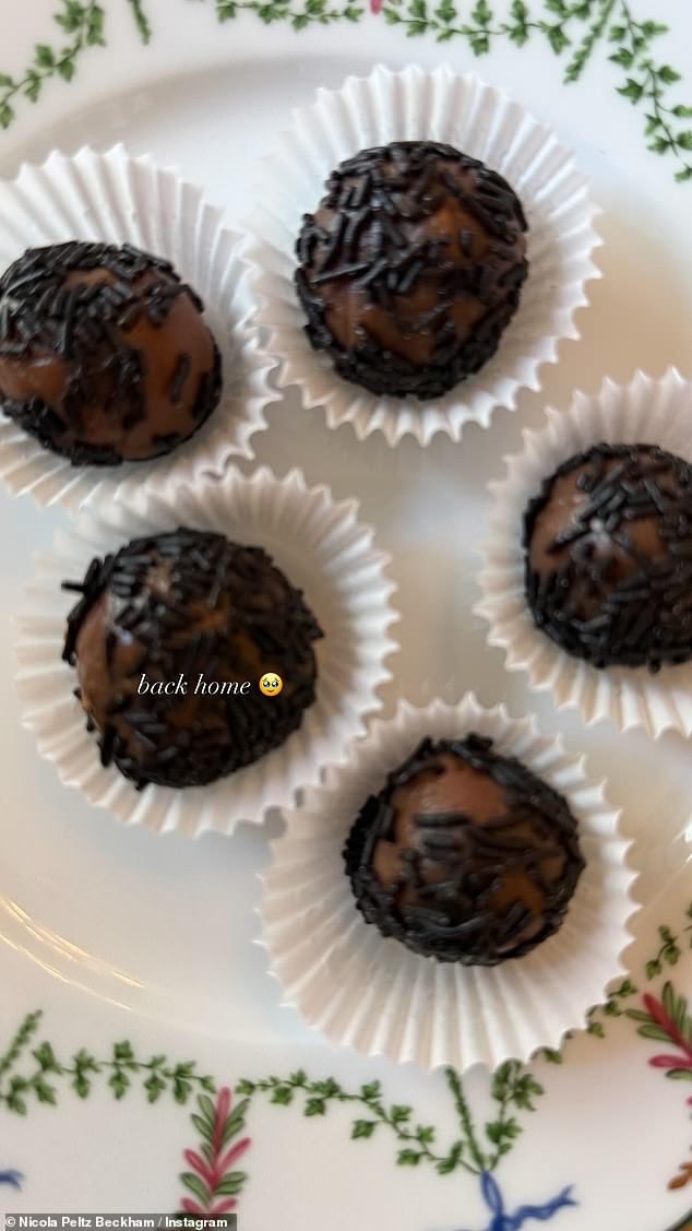 Nicola expressed her joy at seeing her family as she wrote 'back home' along with a eye-watering emoji