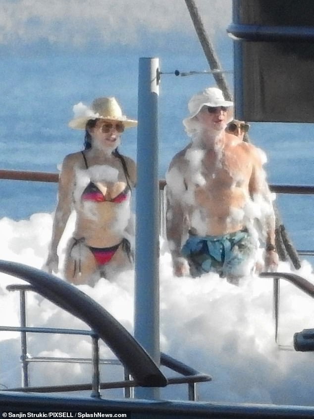 Jeff Bezos and Lauren Sanchez throw a foam party on their superyacht ahead of their Italian wedding earlier this year
