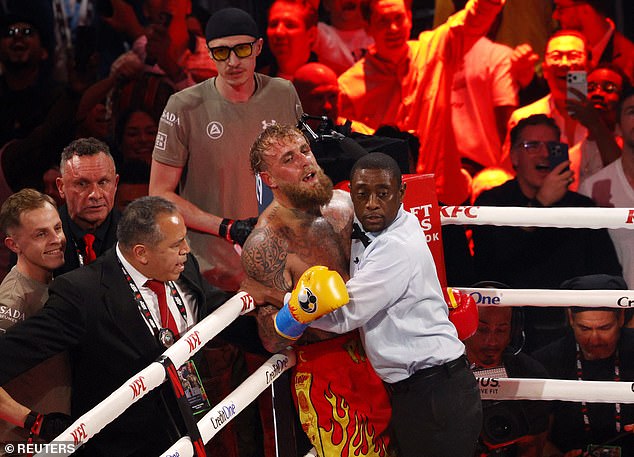 After being saved by the referee in the sixth, Paul told Netflix that he 'had a blast' in the ring