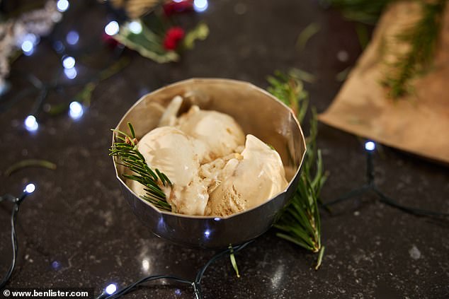 Christmas tree ice cream made with blue spruce needles which Sarah felt lacked the essence of the Christmas tree
