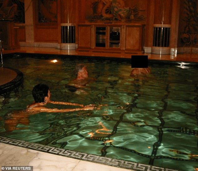 The former president was also pictured swimming in a pool with several scantily clad women