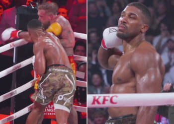 'No chills' - Watch Anthony Joshua's ice cold reaction to breaking Jake Paul's jaw in two places