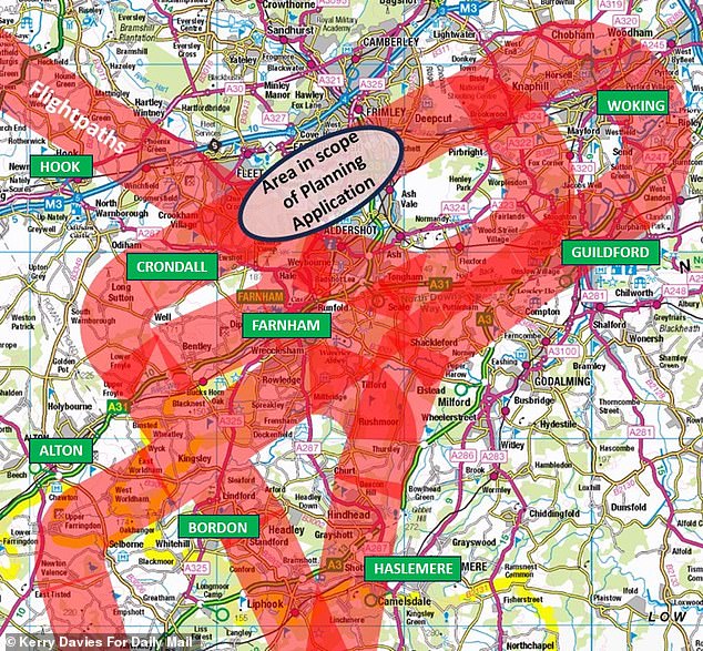 Map showing the Farnborough area in the scope of the planning application
