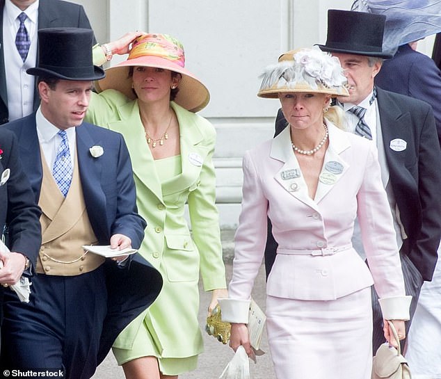 Pictured right to left: Jeffrey Epstein, Caroline Stanley (in pink), Ghislaine Maxwell and Andrew Mountbatten Windsor in 2000