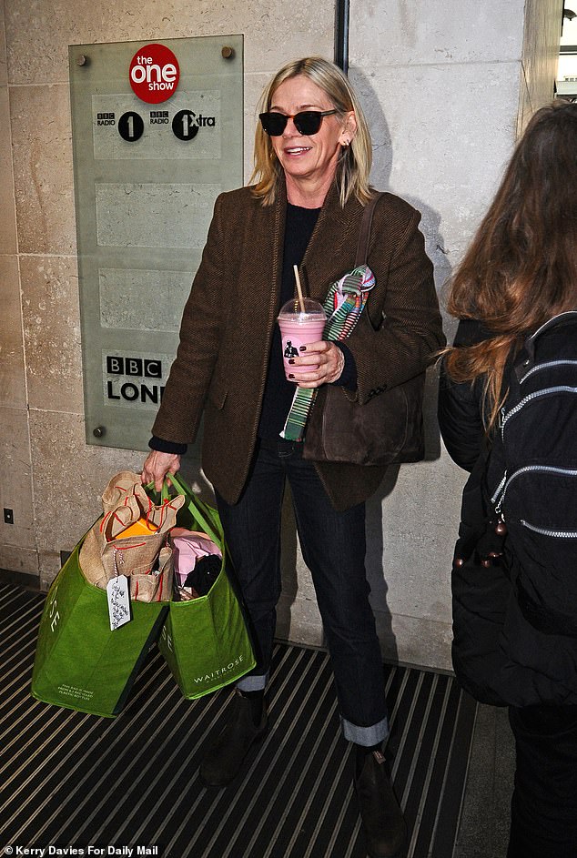 The DJ, 55, was pictured beaming with pride as she made a high spirited arrival to the BBC studios ahead of her last day