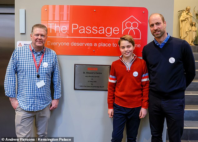 The Prince of Wales and Prince George with the CEO of The Passage Mick Clarke