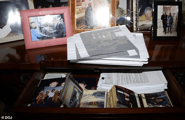 The only photos of Trump that appeared in the file was an image take of Trump (bottom left-hand corner) in one of Epstein's drawers during the FBI raid on his townhouse in New York City
