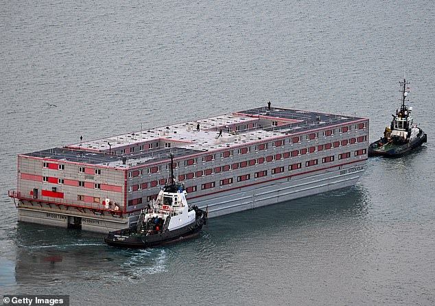 Pictured: the real Bibby Stockholm used by the previous Government to house migrants while they awaited asylum outcomes