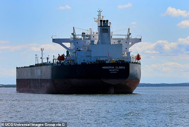 It is unknown where exactly this interdiction is taking place, but the Coast Guard is leading the operation, according to the officials. Pictured: A oil tanker previously seized by the US Government