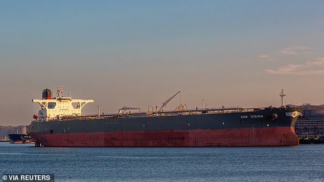 In recent weeks, the US has been gradually ratcheting up the number of warships operating near Venezuela. At least 11 ships and 15,000 troops have been deployed in the vicinity of the South American country (pictured: crude oil tanker)