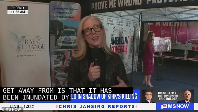 Liberal network MS Now was reporting from the event in Phoenix when they noticed some young people paying an unconventional tribute to Kirk, who was murdered by an assassin's bullet while debating on September 10