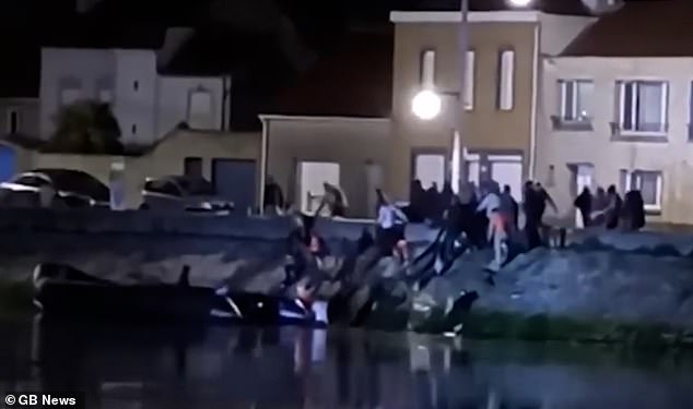 Police fired tear gas at the migrants, who can be heard shouting in the video footage shared by GB News