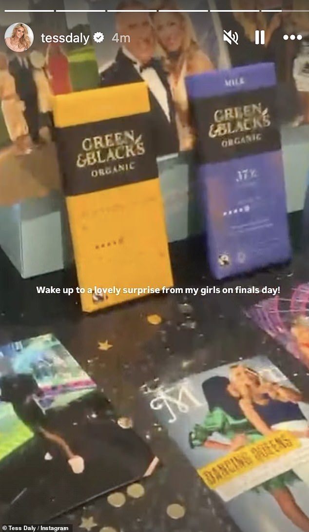 In the video, the beloved TV host showed an array of treats meticulously placed by her daughter Phoebe, 21, and Amber, 16