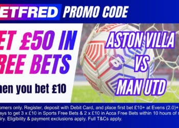 Claim £50 bonus for Aston Villa vs Man Utd