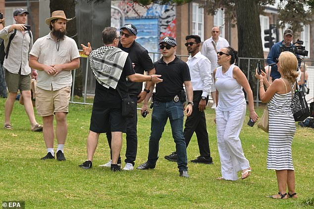 Police questioned the man before he was escorted away from Bondi Beach