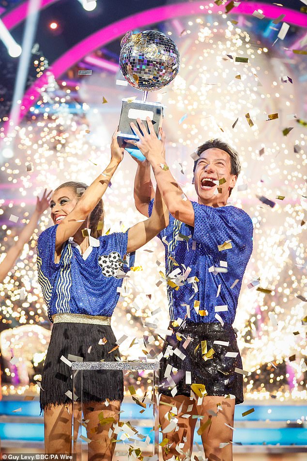 The comedian, 48, said he was 'delighted' to see the former footballer, 38, win the BBC competition with partner Carlos Gu, 32