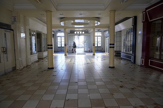 Pictured: The inside of Riverside Shopping Centre where apart from one coffee shop and a single Home Bargains, there's nothing left