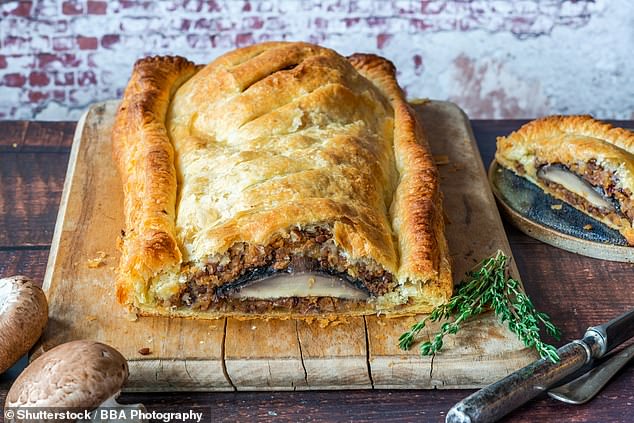 A mushroom and lentil wellington is a good option for a vegetarian Christmas feast