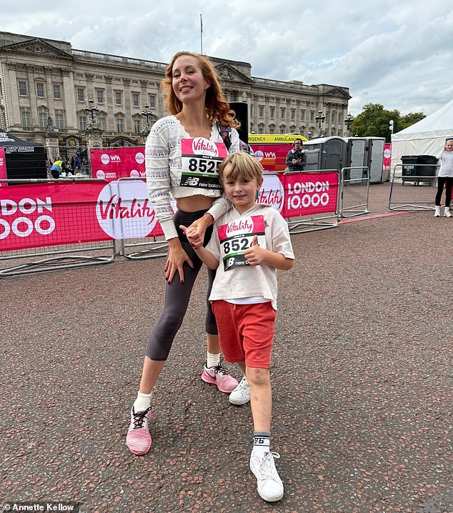 The book shares that children should 'ask for love, not riches'. Annette is pictured with her son, Felix