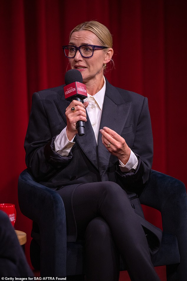 Kate said that when she looks back on that period where she shot to global stardom thanks to the record-breaking popularity of Titanic, she can see she was dealing with a lot, adding: 'I had a lot of pain, and I was confused about who I was' (seen last month)