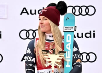 Skiing legend Lindsey Vonn pipped to World Cup glory... as champion gifted a BABY COW and a massive wheel of cheese