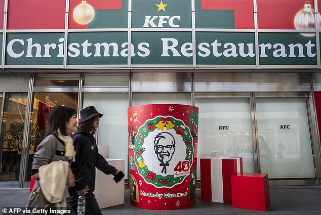 In Japan it is all about the Kentucky Fried Chicken Christmas Party Barrel, a £25 special-edition bucket packed with eight pieces of fried chicken, a gratin and some form of pudding