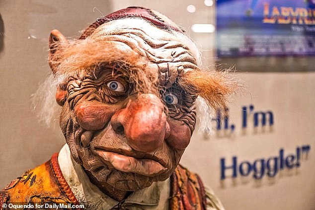 The original four-foot-tall goblin puppet Hoggle from the 1986 film Labyrinth is on display at the Museum of Found Treasures inside Unclaimed Baggage